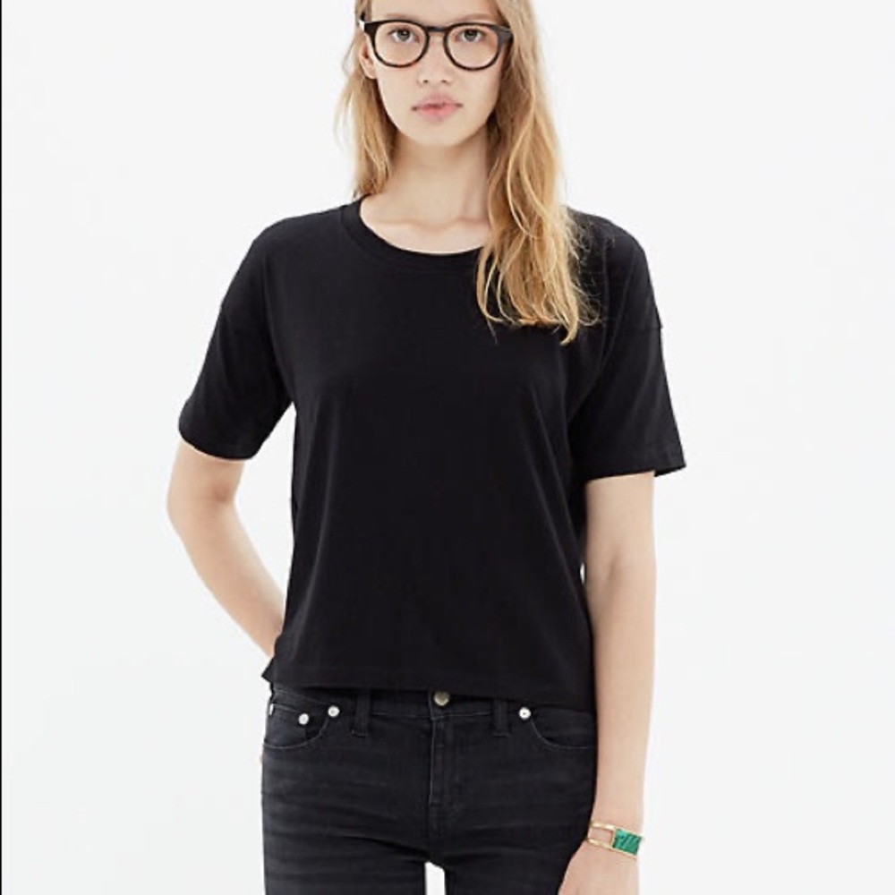 Madewell Crop Tee in‎ Black